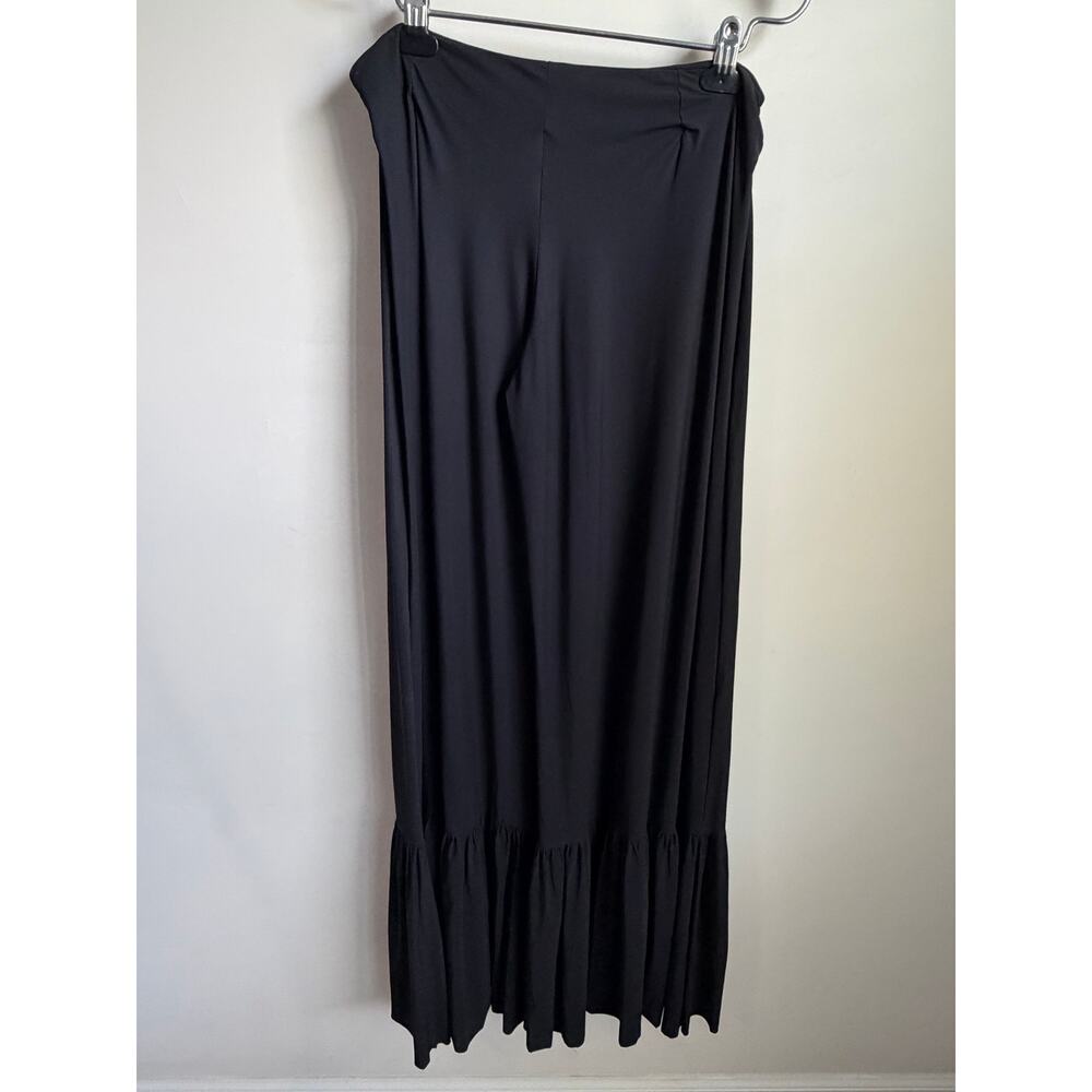 Chiara Boni La Petite Robe High Waisted Ruffle Hem Wide Leg Pants Black Women 46 - Picture 6 of 10